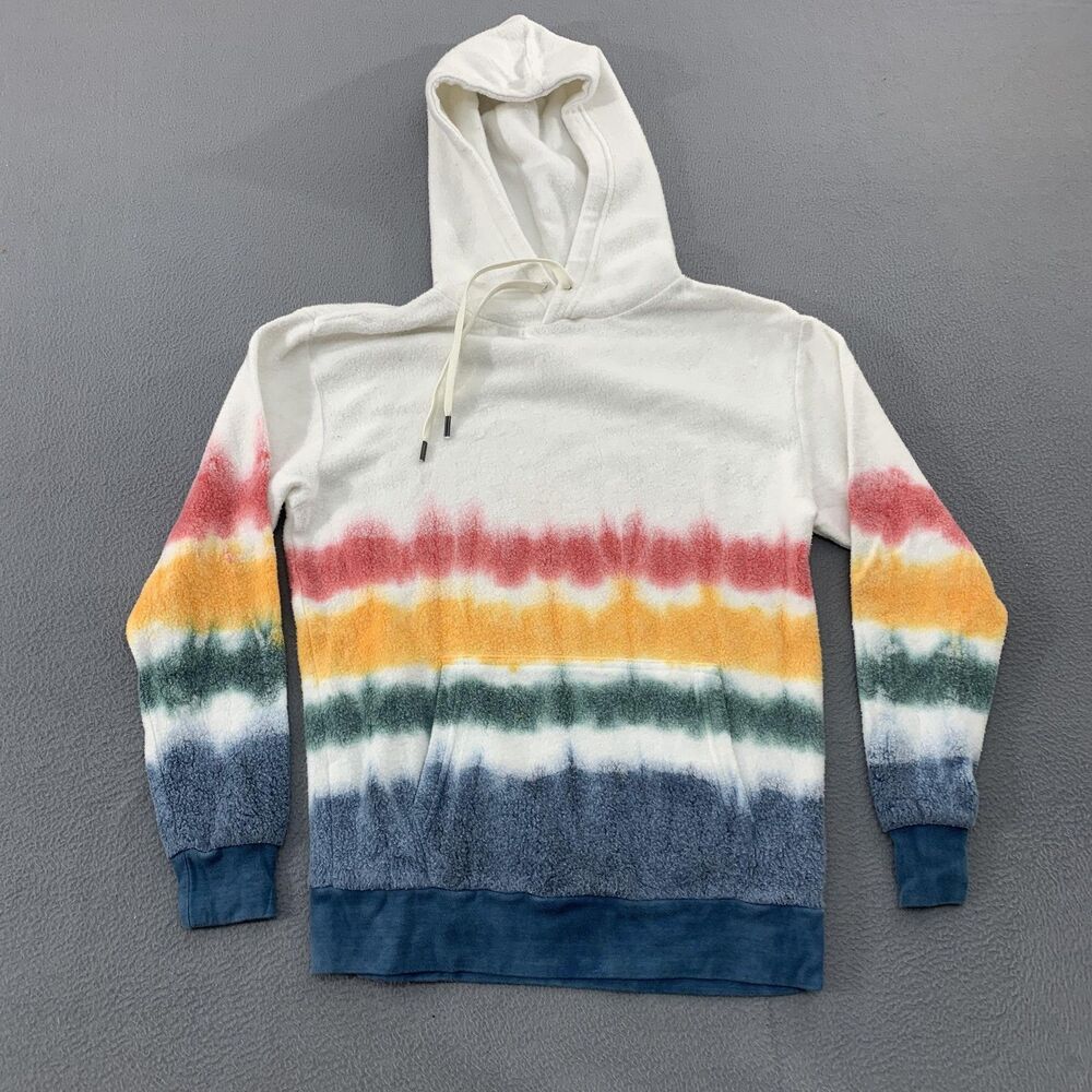 Feat Hoodie Womens XS Multicolor Stripe Fleece Blanket Blend Pullover Soft